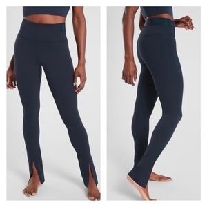 Athleta Aura Split Hem Pants Powervita in Dark Navy Blue, Size Medium Tall